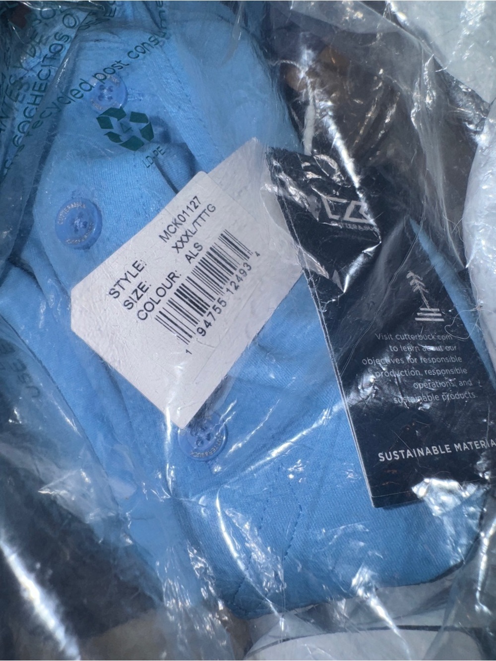 NWT Cutter & Buck Prospect Polo Shirt UPF 50 Moisture Wicking Blue XXXL - Picture 5 of 7